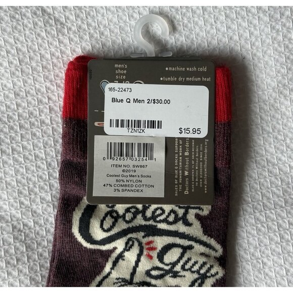 Blue Q Socks Men's Crew Socks " Coolest Guy On The Conference Call" Sz 7-12 - Picture 6 of 7